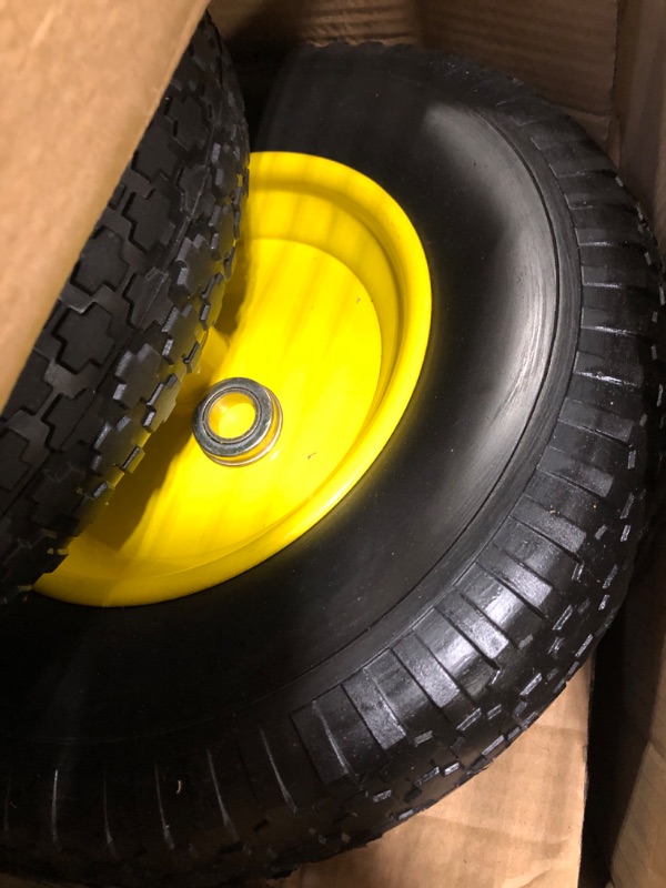 Photo 4 of (2-PACK) 4.80/4.00-8" Tire and Wheel, 16" Pneumatic Tire Wheels with 5/8" Bearings (Extra 3/4" Bearings) and 3" Centered Hub, for Wheelbarrow, Hand Truck, Garden Carts, Yard Wagon Dump Cart