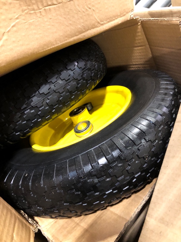 Photo 3 of (2-PACK) 4.80/4.00-8" Tire and Wheel, 16" Pneumatic Tire Wheels with 5/8" Bearings (Extra 3/4" Bearings) and 3" Centered Hub, for Wheelbarrow, Hand Truck, Garden Carts, Yard Wagon Dump Cart