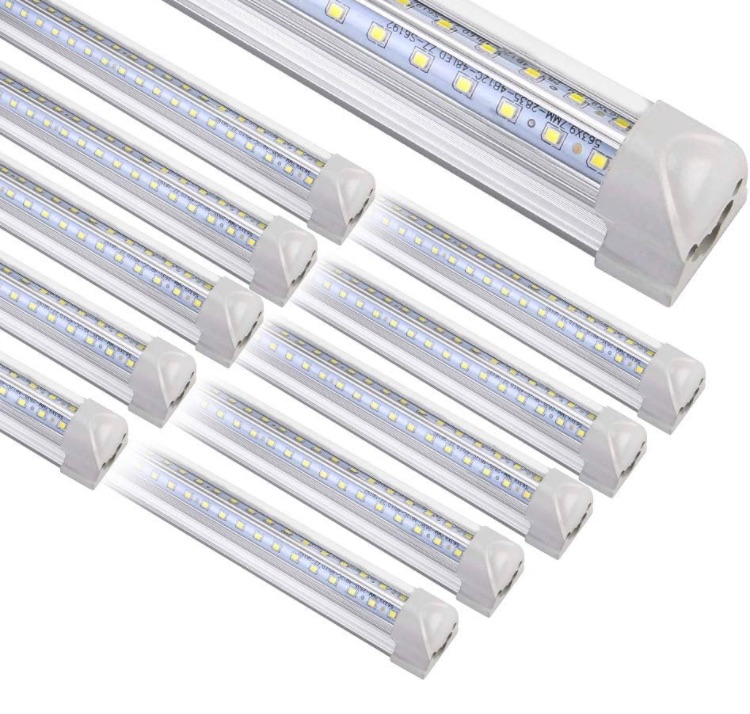 Photo 1 of 8FT LED Shop Light Fixture, White 6 Pack T8 Integrated Tube Lights, 72W 9500LM 6500K High Output Clear Cover, V Shape 270 Degree Lighting for Garage Warehouse, Upgraded Lights Plug and Play