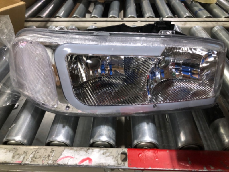 Photo 2 of DNA Motoring HL-LB2-SIERRA99-CH-CL1 Chrome Housing Bumper Lights+Headlights With LED DRL Replacement For 99-06 Sierra