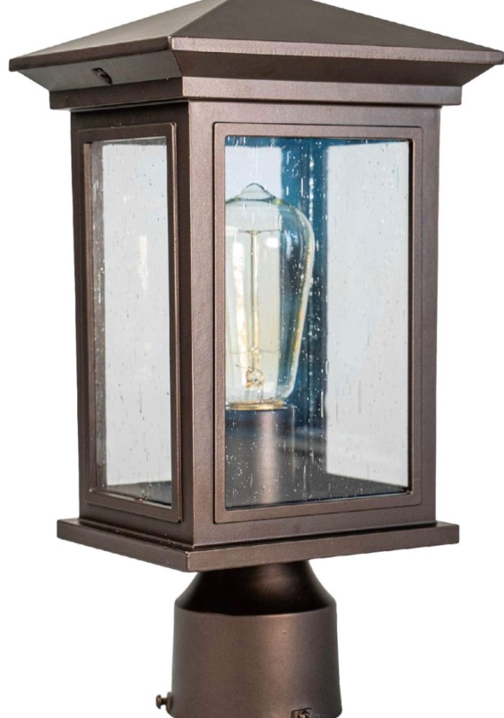 Photo 1 of 
Outdoor Post Light Finish Waterproof Pole Lantern Lighting Fixture with Tempered Clear Seeded Glass Oil Rubbed Bronze (ORB) for Patio, Garden, Yard, Balcony, 
