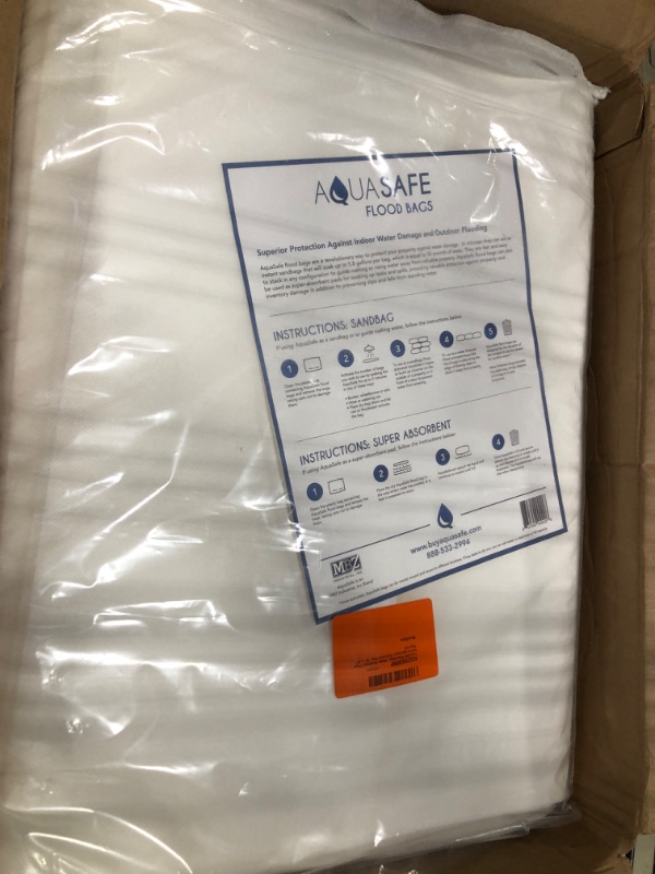 Photo 2 of AquaSafe Flood Bags, Water Absorbent Flood Barrier and Super Absorbent Pad, 16" x 22", Pack of 5