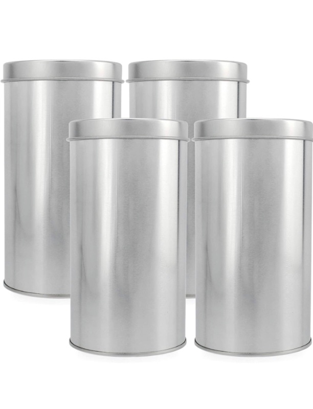 Photo 1 of 
Solstice Double Seal Tea Canisters (4-Pack, Large); Round Metal Containers with Interior Seal Lid
