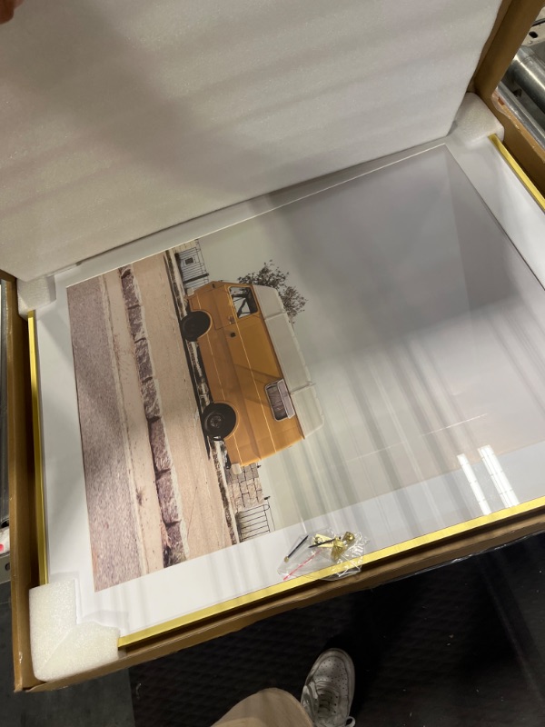 Photo 1 of 22x28 Metal Picture Frame with 18x24 Mat, Brushed Aluminum Finish, Tempered Glass Front, and Attached Hanging Hardware - Wall Display Frames for Vertical or Horizontal Orientation - Gold Gold 22x28