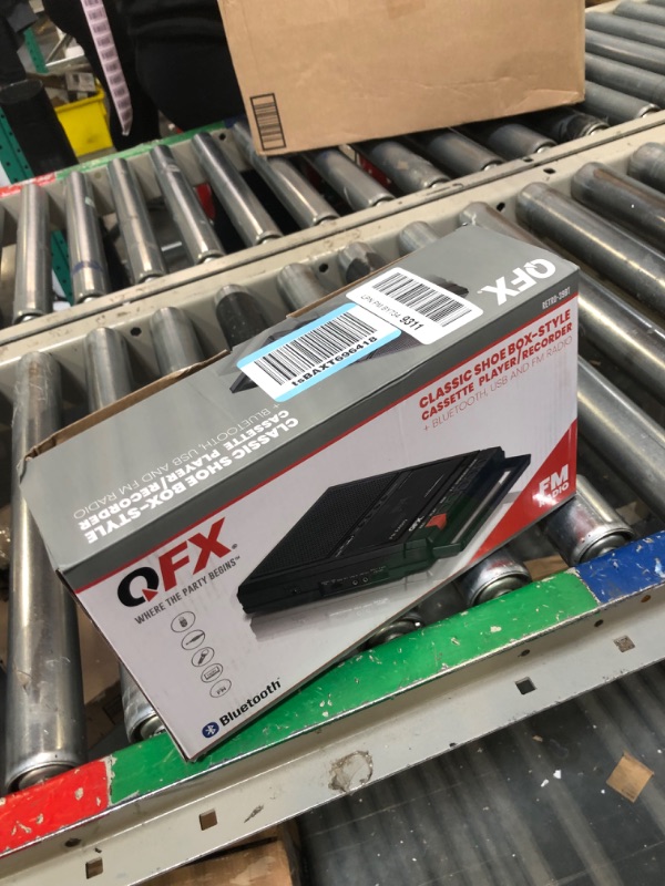 Photo 1 of QFX RETRO-39 Portable Shoebox Tape Recorder, Analog Cassette Tape Deck with USB 2.0, Built-in Microphone, and a 3.5" Bluetooth Speaker,