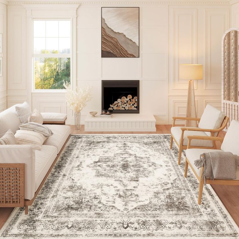 Photo 1 of ***NOT EXACT***
Vintage Area Rug 6x9 Indoor Bedroom Rug Taupe Medallion Washable Living Room Carpet Retro Accent Throw Rug Distressed Rug for Office Dining Room Nursery
