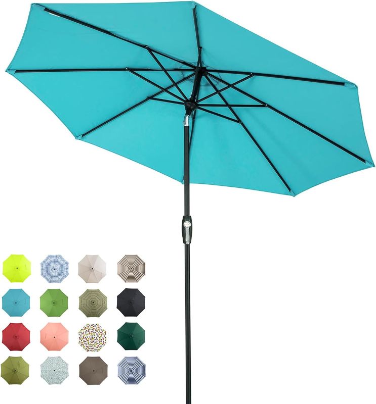 Photo 1 of ***COLOR IS LIGHT BLUE***
Tempera 11' Outdoor Market Patio Table Umbrella with Auto Tilt and Crank, Large Sun Umbrella with Sturdy Pole&Fade resistant canopy, Easy to set, Navy Navy 11ft