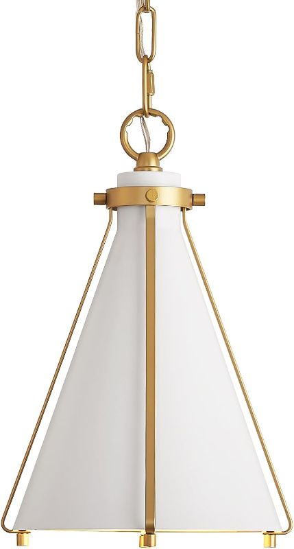 Photo 1 of ***not exacf***
1-Light White Gold Pendant Light Cone Kitchen Island Pendant Light Fixture for Dining Room, Entryway,Kitchen Sink,7in
