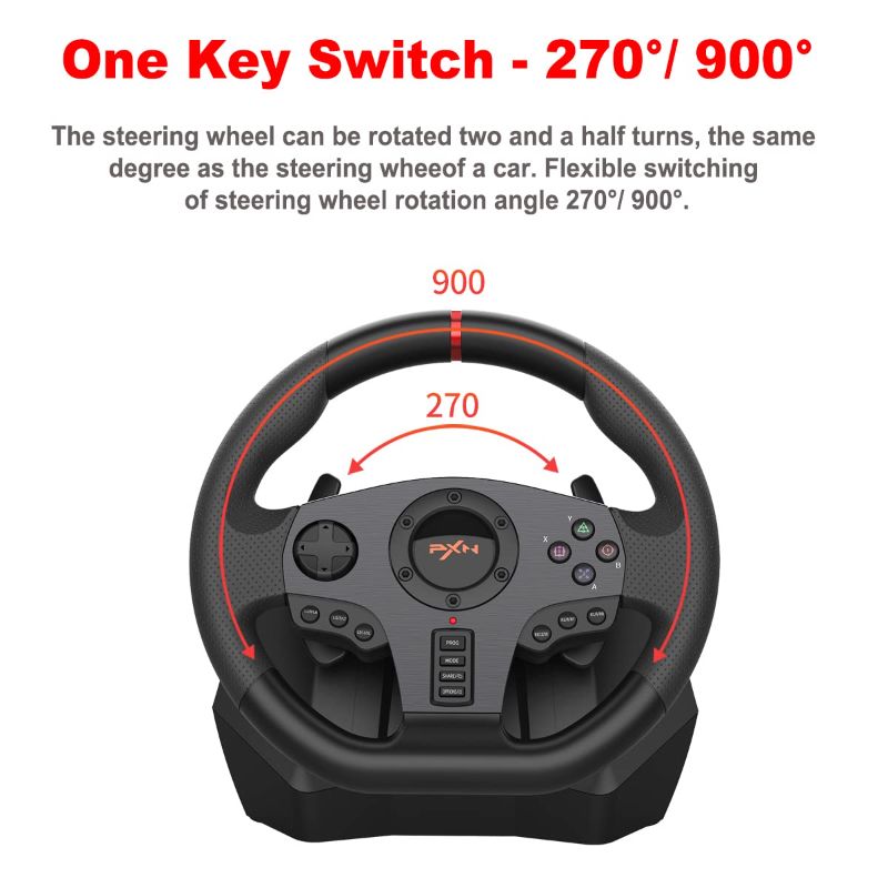 Photo 1 of PXN V900 Gaming Steering Wheel - 270/900° PC Racing Wheel with Linear Pedals & Left and Right Dual Vibration for PS4, PC, Xbox One, Xbox Series X|S, Switch
