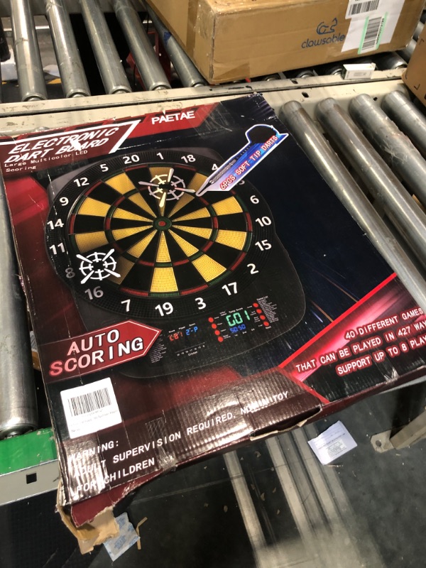 Photo 2 of Electronic Dart Board, Soft Tip Dartboard Set 40 Games, 427 Variants Digital Electric Dart Boards with Colorful LED, 6 Darts, 100 Tips, Power Adapter