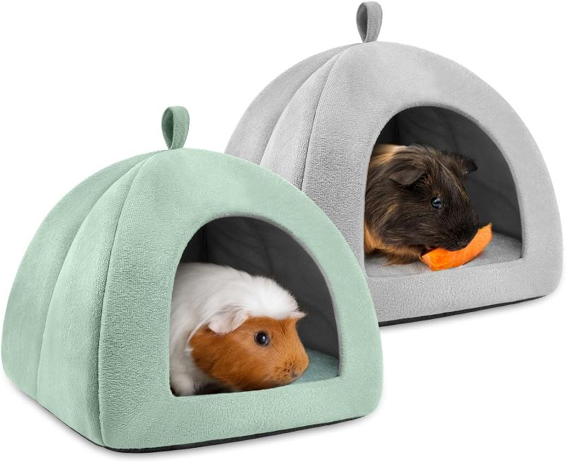 Photo 1 of 2 Pack Guinea Pig Hideout Washable Small Animal Bed Cozy House Hideaway Hide Hut for Dwarf Rabbit Chinchilla Hedgehog Ferret Cage Accessories
