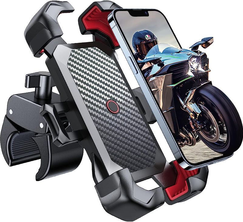 Photo 1 of JOYROOM Motorcycle Phone Mount, [1s Auto Lock][100mph Military Anti-Shake] Bike Phone Holder for Bicycle, [10s Quick Install] Handlebar Phone Mount, Compatible with iPhone, Samsung, All Cell Phone
