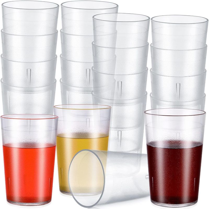 Photo 1 of 48 Pack Restaurant Grade 8oz Clear Plastic Cup Break Resistant Drinking Glasses Are Reusable, Stackable and Shatterproof Drink Tumblers for Cafe Party and Catering Supplies
