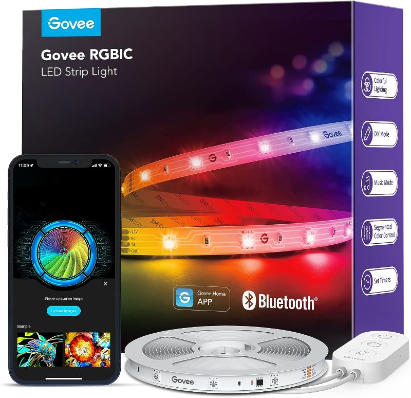 Photo 1 of Govee RGBIC LED Strip Lights, Smart LED Lights for Bedroom, Bluetooth LED Lights APP Control, DIY Multiple Colors on One Line, Color Changing LED Strip Lighting Music Sync, Mothers Day Gifts, 16.4ft
