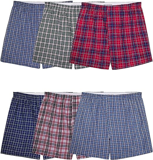 Photo 1 of Fruit of the Loom Men's Tag-Free Woven Boxer Shorts, Relaxed Fit, Moisture Wicking, Assorted Color Multipacks LARGE