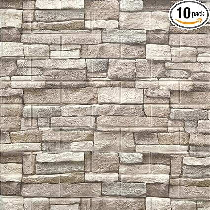 Photo 1 of **USED**  Yutianli 7mm Thick Anti-Collision self Adhesive 3D Wall Panels Peel and Stick,10-Pack 57 Sq.Ft Antique Foam Wall Panel Faux Brick Wall Panels Faux Stone Wall Panels for Bedroom (10, Style G)
