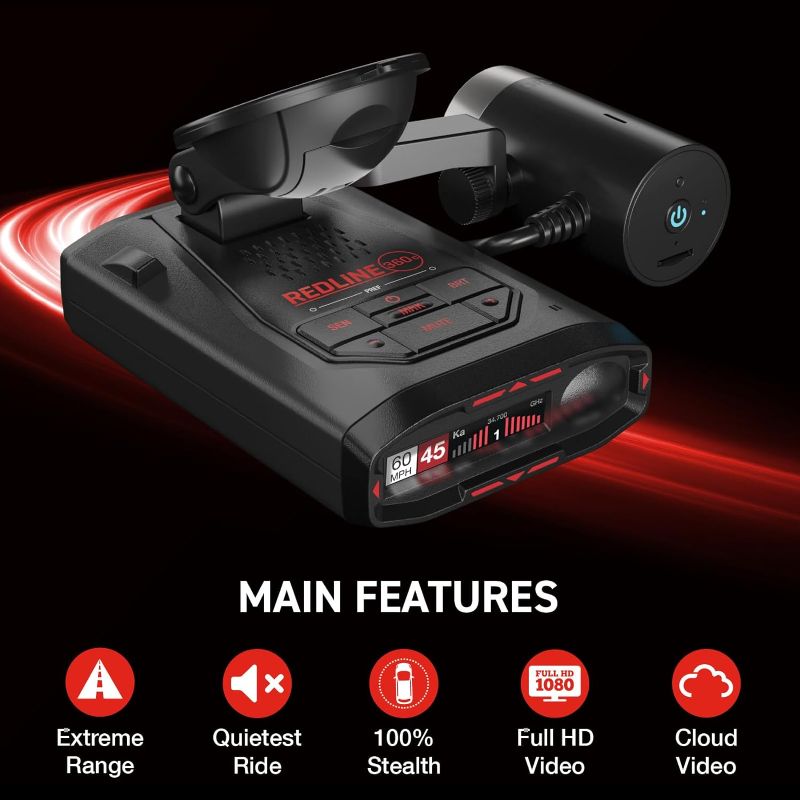 Photo 3 of Escort Redline 360C Laser Radar Detector & Escort M2 Smart Dash Cam Bundle - 1080P Full HD Video, Extreme Range, AI Assisted Filtering, Built-in WiFi, GPS Based and Escort Live App, 0100057-1