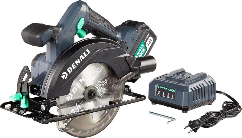 Photo 1 of ** USED** Amazon Brand - Denali by SKIL 20V 6-1/2 Inch Cordless Circular Saw Kit with 4.0Ah Lithium Battery and 2.4A Charger, Blue