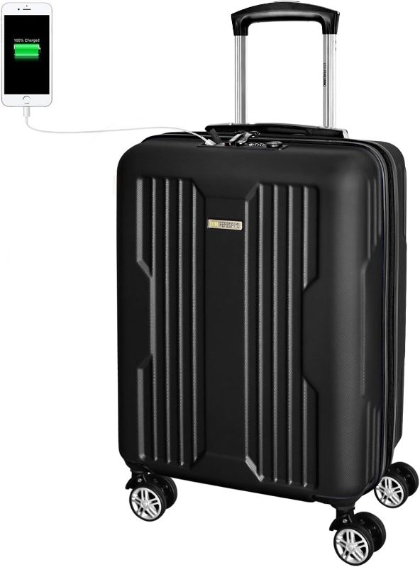 Photo 1 of DON PEREGRINO Carry on Luggage 22x14x9 Airline Approved Suitcase with TSA Lock & USB Charger, Hardside Suitcases with 4 Double Wheels, 5.7lb Lightweight Maletas de Viaje (Carry On 20-Inch, Black)