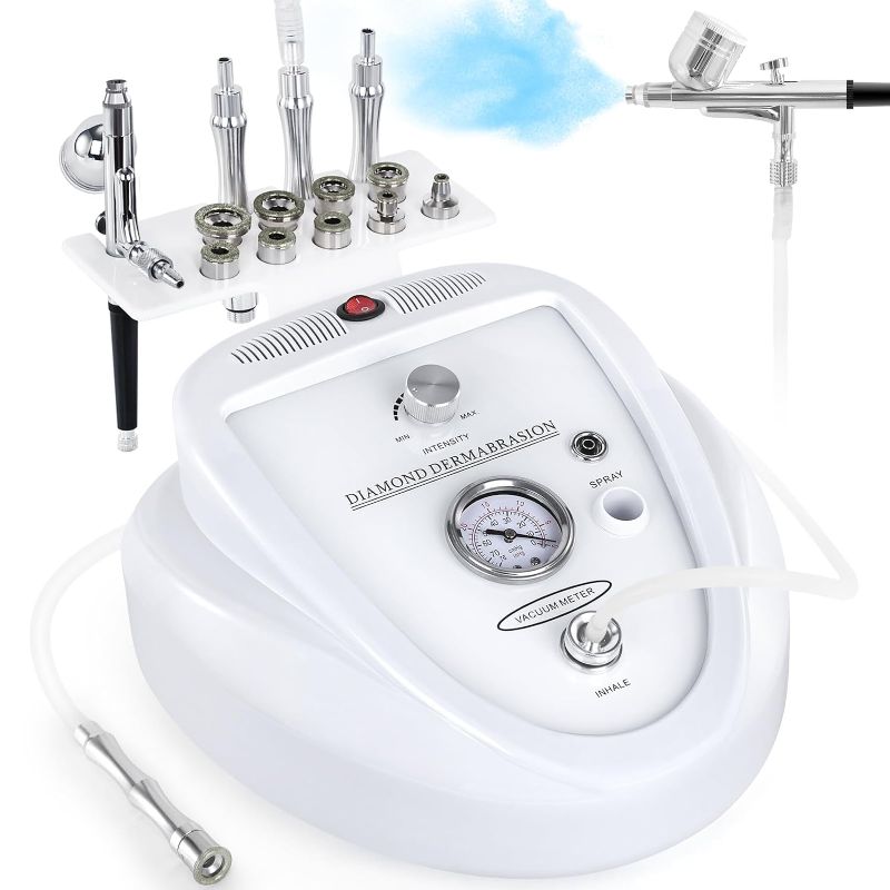 Photo 1 of 2 in 1 Diamond Micro der-ma-Bra-sion Machine, Yofuly 0-68cmHg Suction Power Professional Diamond Glow Facial Machine with Spray Kit, Facial Skin Care Equipment for Home Use