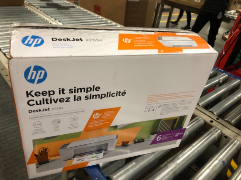 Photo 2 of HP DeskJet 2755e Wireless Color All-in-One Printer with bonus 6 months Instant Ink (26K67A), white