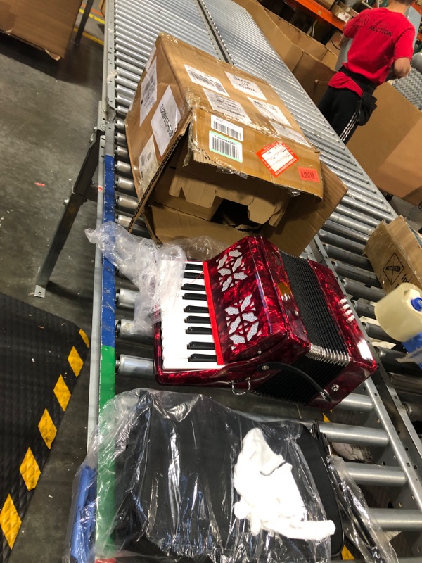 Photo 1 of 22 Key 8 Bass Accordion, Musical Accordion Beginner Accordion Professional Accordion with Adjustable Shoulder Strap Piano Accordion Instruments for Music Performance Children Practice (Red)