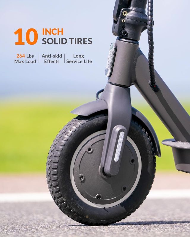 Photo 2 of 5TH WHEEL V30PRO Electric Scooter with Turn Signals - 19.9 Miles Range & 18 MPH, 350W Motor, 10" Solid Tires, Dual Brakes and Cruise Control, Foldable Electric Scooter for Adults (Optional Seat)