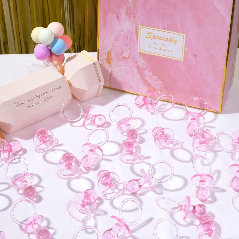 Photo 1 of Bundle:
$14: 25 Pieces 2.75 Inch Baby Pacifier Baby Shower Plastic Pacifier for Baby Shower Pacifier, Baby Shower Gender Show Party Decoration DIY Baby Shower Birthday Party Gift (Pink)
 $9: Sallcks Womens Ombre Black Purple Wig Medium Long Straight Natur