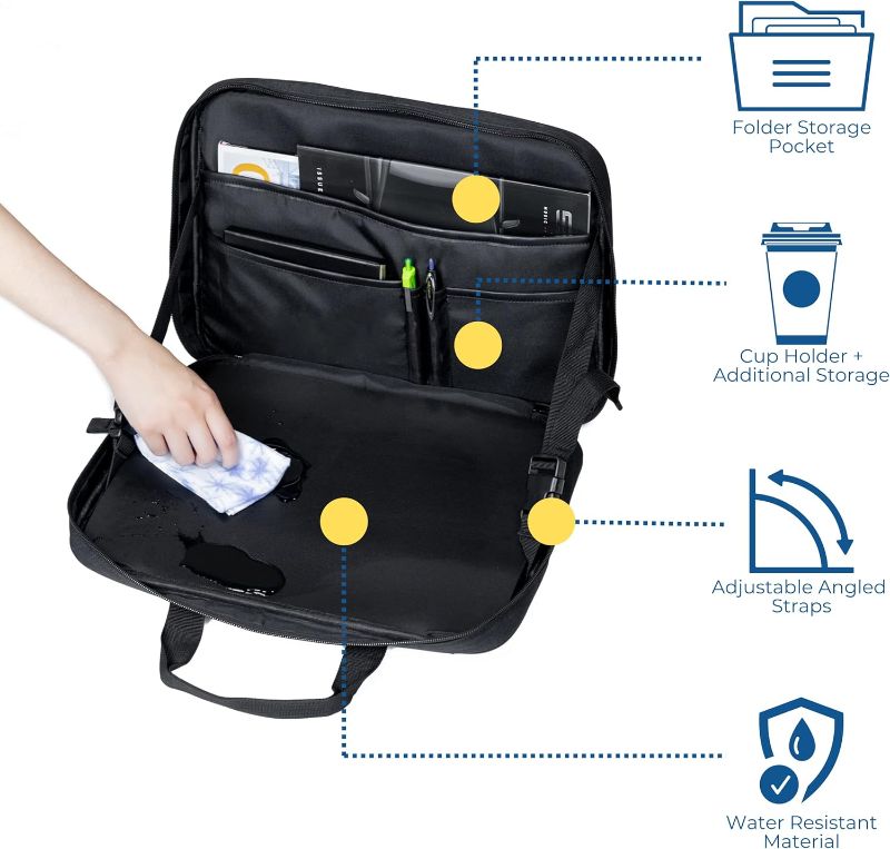 Photo 2 of Multifunctional Steering Wheel Eating Tray, Car Steering Wheel Tray, Car Desk, Car Eating Tray, Steering Wheel Laptop Holder, Trolley Sleeve Bags, Car Table, Messenger Bag, Black