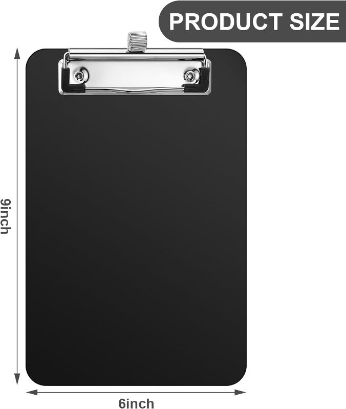 Photo 2 of 24 Pack Bulk Mini Clipboards with Pen Holder Clip Black A5 Memo Clipboard 6x9 Small Plastic Clipboard for School Office Restaurant Cafe Hotel Shopping List (Pen not Included)