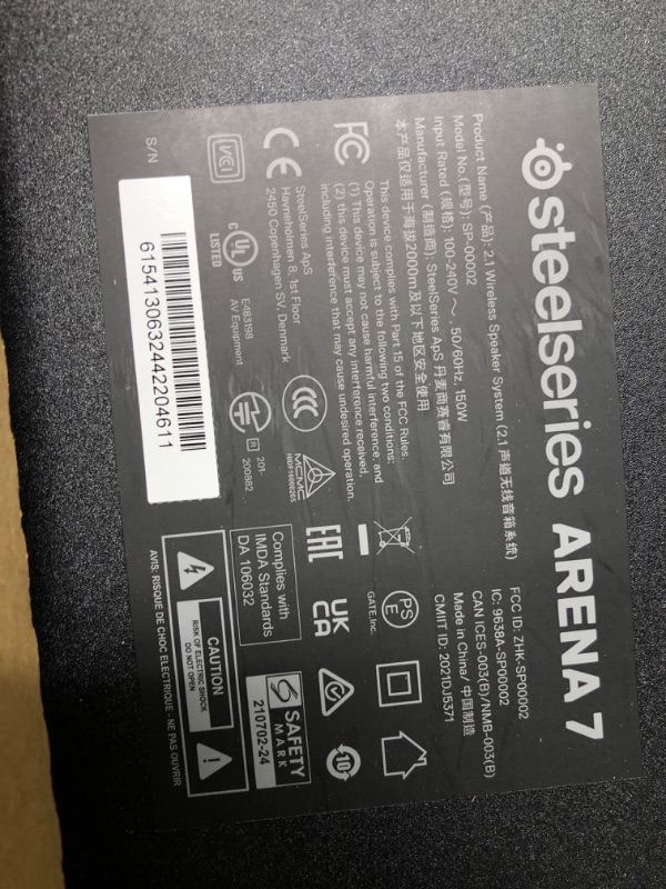 Photo 2 of **LEFT IS BROKEN** SteelSeries Arena 7 Illuminated 2.1 Desktop Gaming Speakers – 2-Way Speaker Design – Powerful Bass, Subwoofer – RGB Lighting – USB, Aux, Optical, Wired – Bluetooth – PC, PlayStation, Mobile, Mac