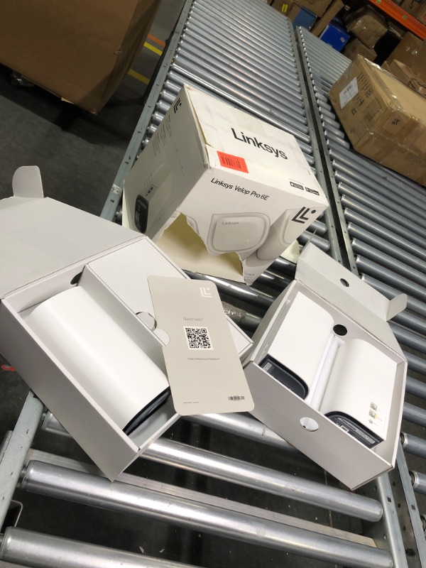 Photo 1 of Linksys Velop Pro WiFi 6E Mesh System - Cognitive Mesh Router with 6 Ghz Band Access & 5.4 (AXE5400) Gbps True Gigabit Speed - Whole-Home Coverage up to 9,000 sq. ft. & 200+ Devices - 3 Pack Mesh System 3 Pack
