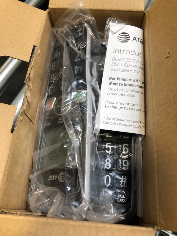 Photo 3 of AT&T BL102-2 DECT 6.0 2-Handset Cordless Phone for Home with Answering Machine, Call Blocking, Caller ID Announcer, Audio Assist, Intercom, and Unsurpassed Range, Silver/Black 2 Handset Phone