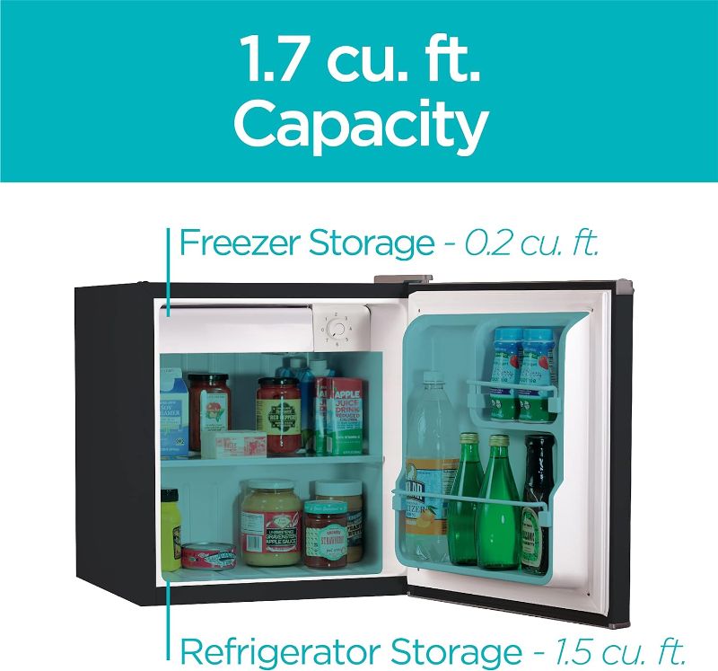Photo 2 of BLACK+DECKER BCRK17B Compact Refrigerator Energy Star Single Door Mini Fridge with Freezer, 1.7 Cubic Feet, Black
