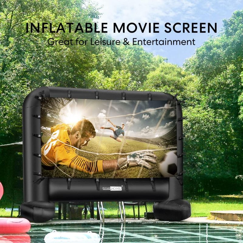 Photo 1 of 14 Feet Indoor and Outdoor Inflatable Blow up Mega Movie Projector Screen with Carry Bag for Front and Rear Projection