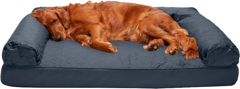 Photo 1 of  Orthopedic Dog Bed for Large Dogs w/ Removable Bolsters & Washable Cover, For Dogs Up to 95 lbs - Quilted Sofa - Iron Gray, Jumbo/XL