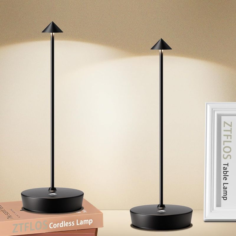 Photo 2 of **USED** Cordless LED Table Lamp Set of 2, Outdoor Waterproof Table Light,Built-in Rechargeable Battery,Touch 3-Level Brightness,for Bar/Work/Travel/Ambient Light for Restaurant?Black?…