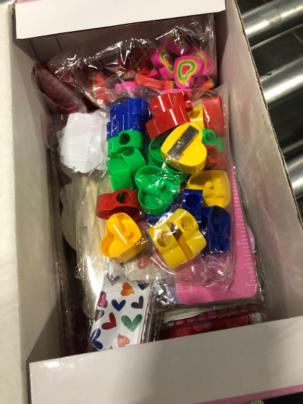 Photo 1 of AJDSK Valentines Day Gifts for Kids: 24 Pack Stationery Set Goodie Bags with Pencil Eraser Sticker - Valentines Cards for Kids Classroom Exchange Party Favors for Girls Boys