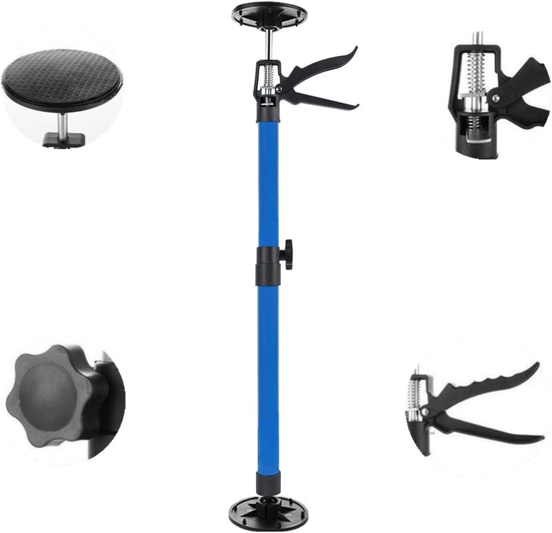 Photo 1 of Adjustable Jack Support Pole, Cabinet Steel Telescopic Quick Support Rod Adjustable 3rd Hand Support System for Cabinet Jack, Drywall Jack& Cargo Bars (23.6"-45.3" 1PC-Blue)