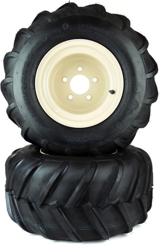 Photo 1 of (2) Wheel and Tire Assemblies 22x11.00-10 Compatible With Grasshopper 700 Series Bar Tread