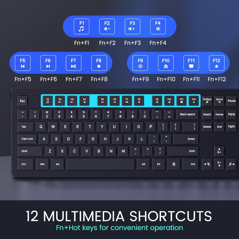 Photo 1 of Keyboard RGB Backlit, Wired USB Lighted Computer Keyboards with 3 Modes Backlit, Full Size Quiet Keyboard with Large Number KeyPad, Spill-Resistant, Anti-Wear Letters, for Laptop,Desktop