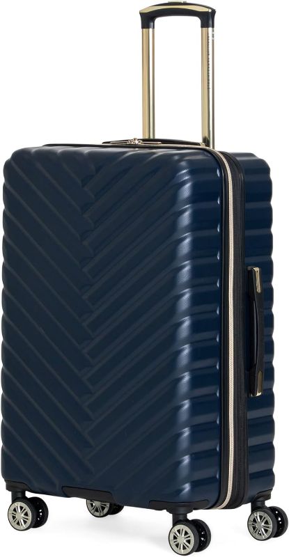 Photo 1 of Kenneth Cole REACTION Madison Square Lightweight Hardside Chevron Expandable Spinner Luggage, Navy, 24-Inch Checked