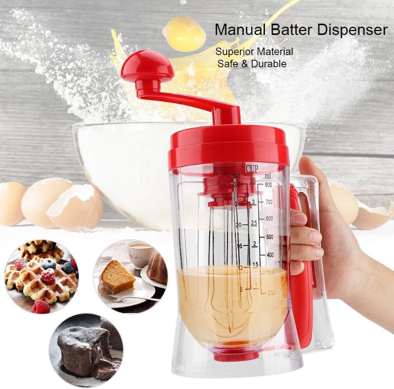 Photo 2 of **missing top, BUT added measuring cups & spoons** Cupcake Batter Mixer, Manual HandHeld For Pancake Cupcake Crepes Cakes Batter Mixer Dispenser Blender Machine Baking Tool Batter Dispenser Tool