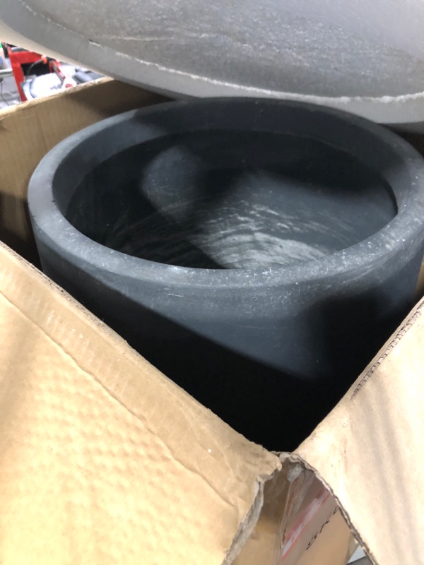 Photo 2 of **PAINT SCRATCHES** Kante AC0066A-60121 Concrete Large Outdoor Indoor Planters, Decorative Pots with Drainage Holes, Modern Round Taper Style for Home and Garden, 21.7" H, Dark Gray Dark Gray 21.7"H