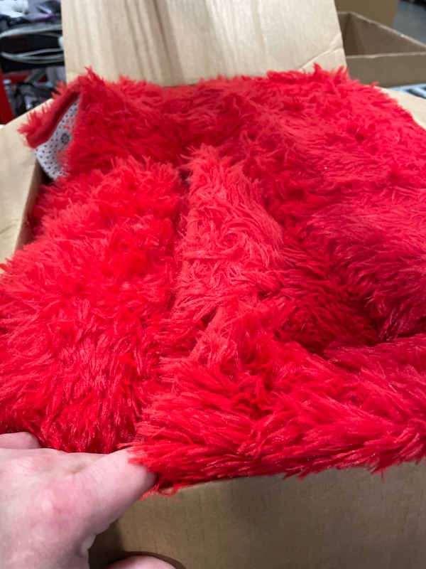 Photo 3 of RUGTUDER Red Area Rug for Bedroom, 4x6 Floor Rug for Bedside Girls Boys Room, Large Anti-Slip Fluffy Shag Plush Carpet for Living Room Kids Baby Room Girls Boys Dorm Nursery Home Decor Aesthetic 4x6 Feet Red