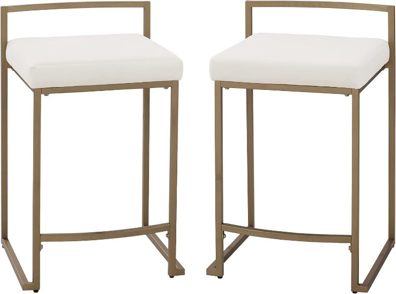 Photo 1 of Crosley Furniture Harlowe Counter Stool, Set of 2, Creme and Gold