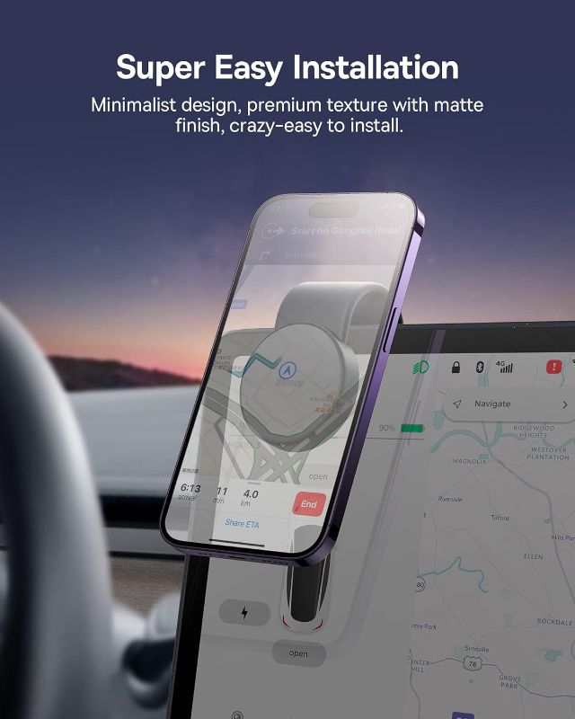 Photo 3 of Baseus Magsafe Car Mount, Magnetic Phone Holder for Car, Compatible with iPhone 15, 14, 13, 12 Pro Plus Max Mini, Bendable Memory Titanium Alloy for Dashboard, Windshield