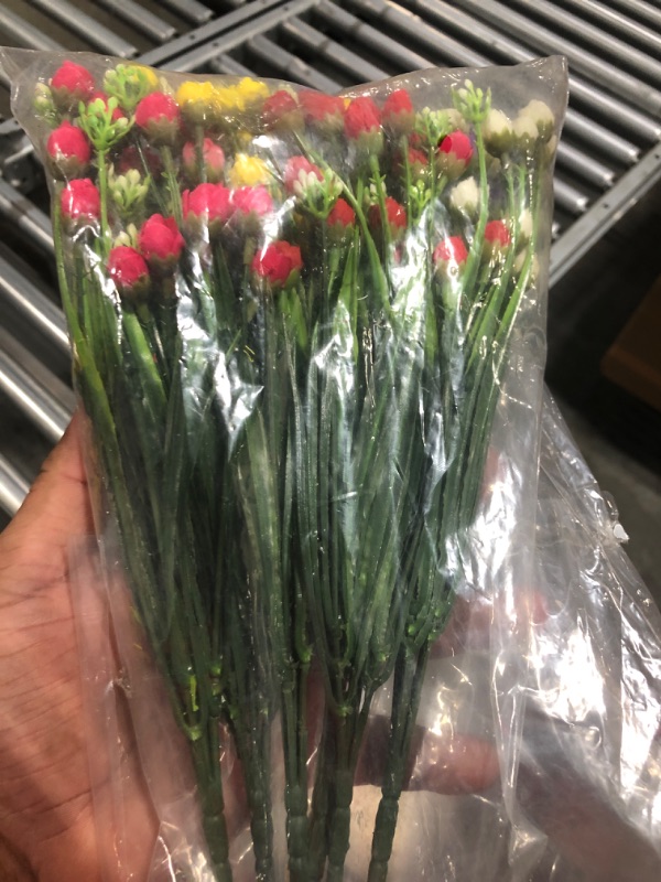 Photo 1 of Luyue 6 Bundles Artificial Flowers for Outdoors UV Resistant Fake Flowers Artificial Plants for Home Garden Porch Indoor Outdoor Decor (Mixed Color) Mixed Color 3