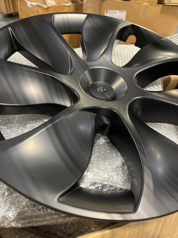 Photo 1 of LOZUZ Model Y Wheel Cover 19 Inch Wheel Replacement Hub Caps Set of 4 Blade Style 2020-2023 Model Y Gemini Wheel Cover Replacement 3 Sets of T Logos?Blade Style Black?