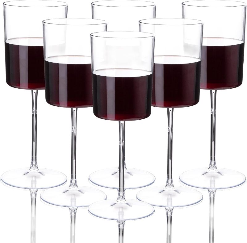 Photo 1 of 12 Pack Clear Plastic Wine Glasses - 14Oz Plastic Wine Glasses with Stem - Disposable Stemmed Wine Glasses Perfect for Parties & Weddings & Outdoors